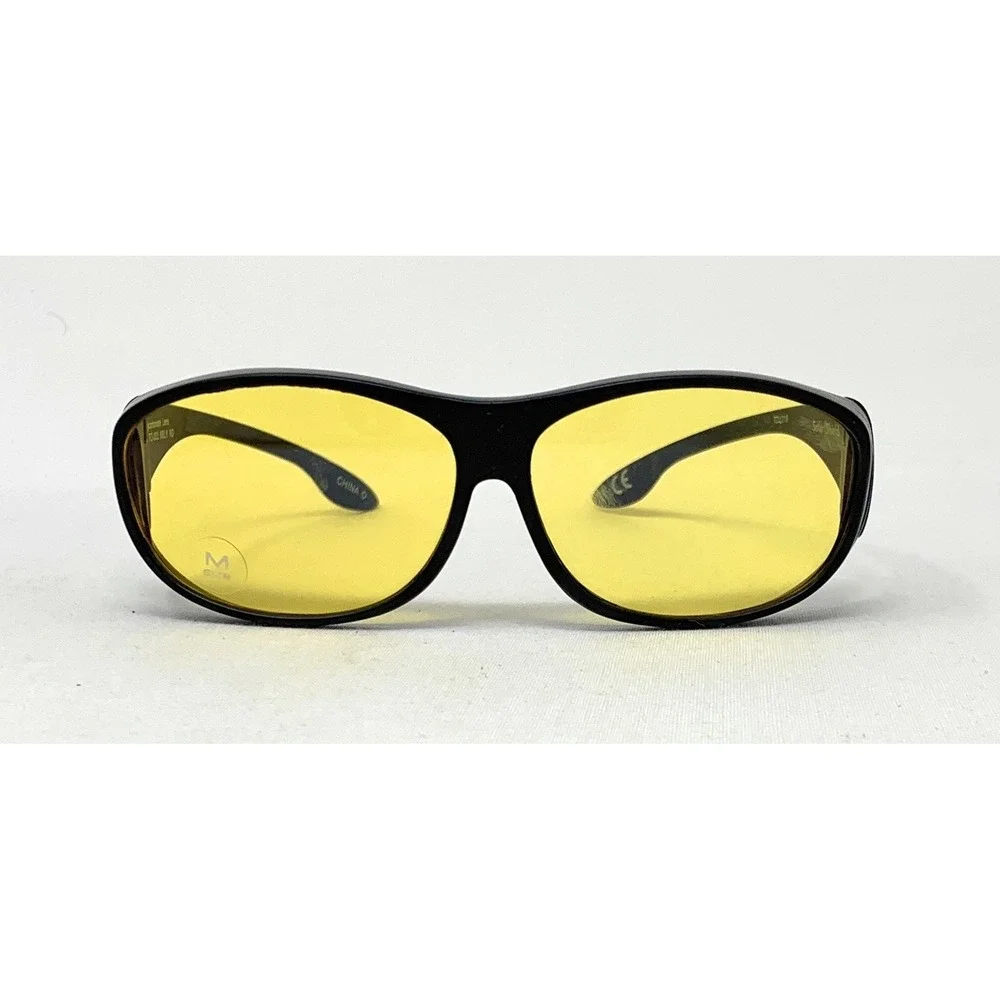SOLAR SHIELDS‎ Night Drivers Fit Overs Blue Light Yellow Lens Black, Medium